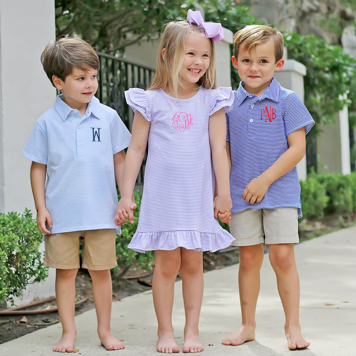 Purple Milly Stripe Ruffle Dress | Girls Soft Knit Playwear