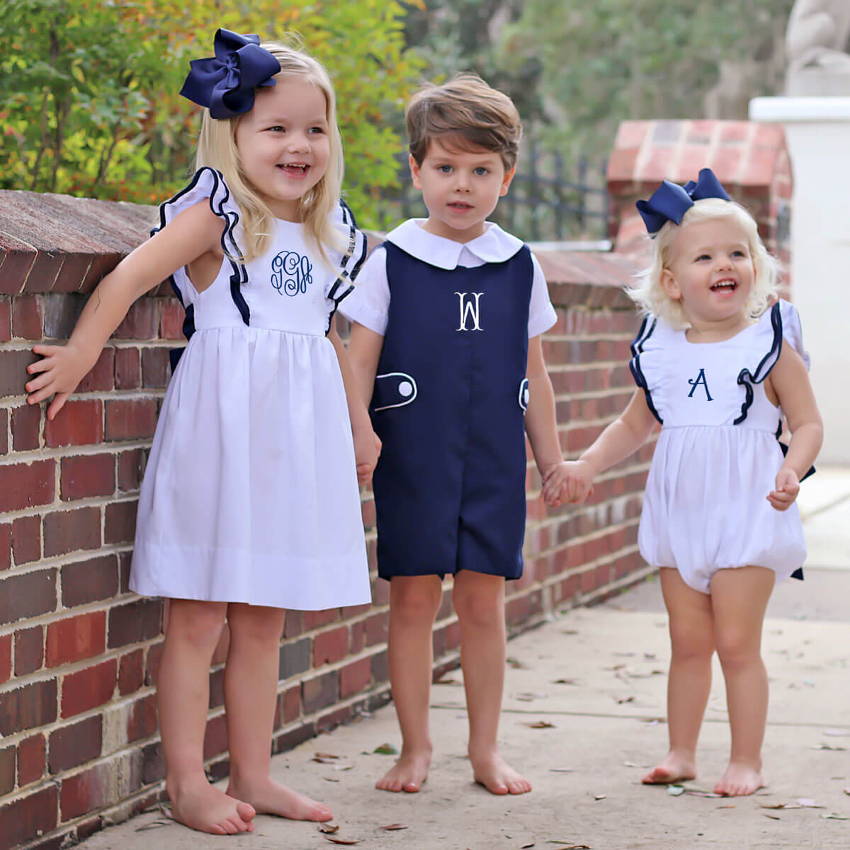 Smocked Navy and White deals Jon Jon 2T