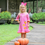 Pink Stripe Knit Falling Pumpkin Dress