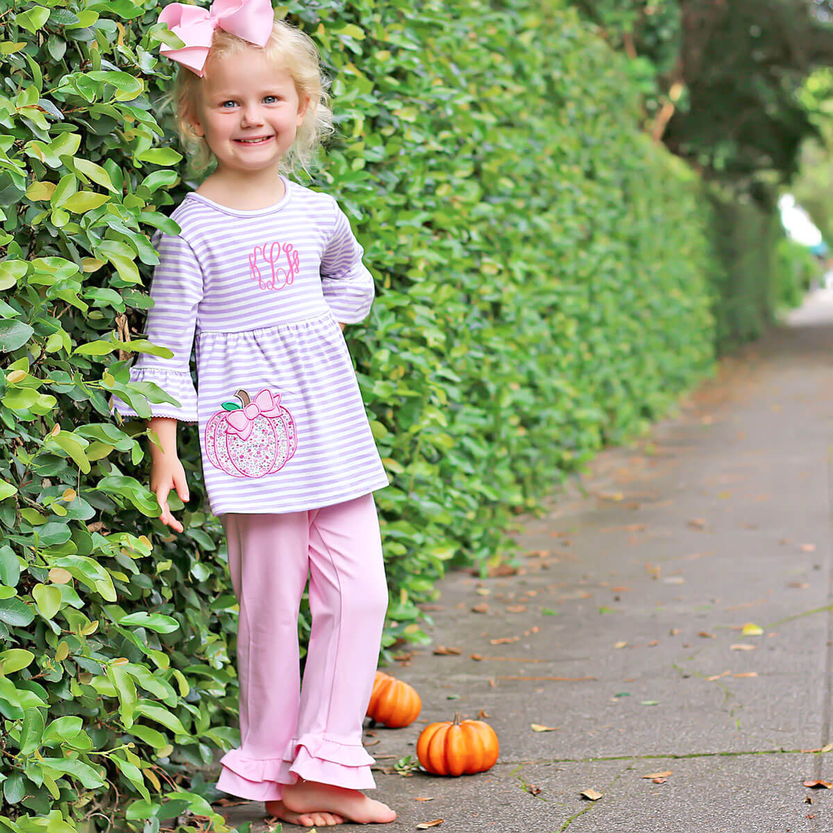 Purple Stripe Knit Pumpkin Pant Set