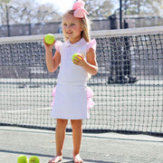 White Polo Pink Ruffle Tennis Skirt Set
