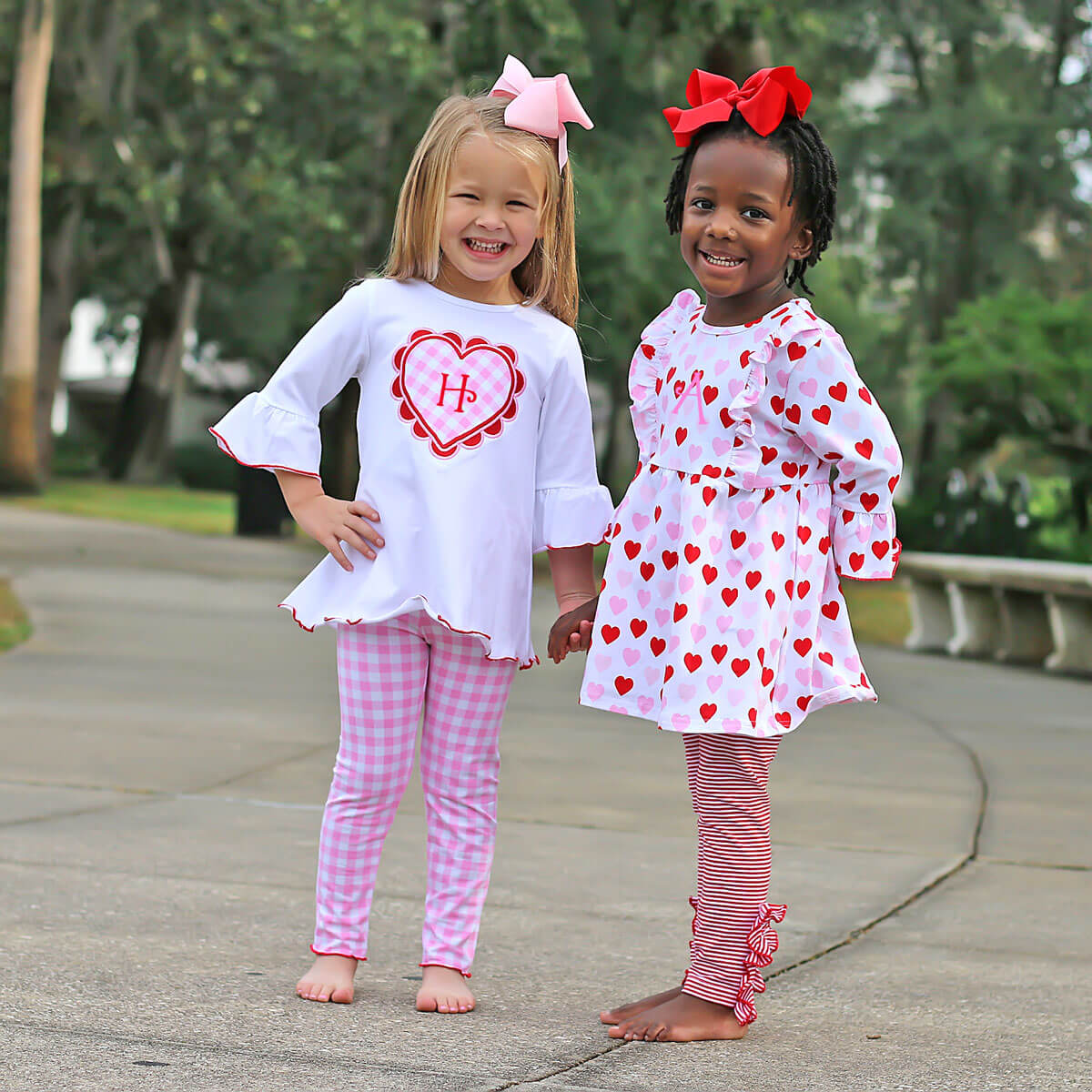 Pink Gingham Heart Applique Milly Tunic Legging Set
