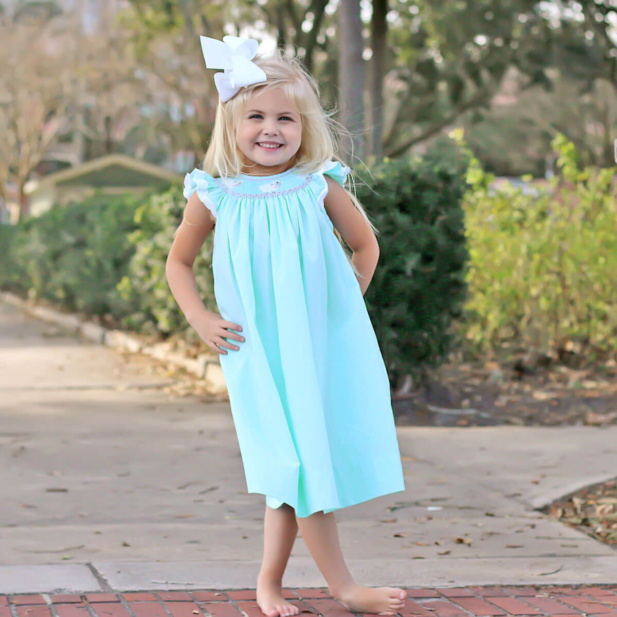 Lamb Smocked Mint Gingham Dress Lamb Smocked Mint Gingham Dress