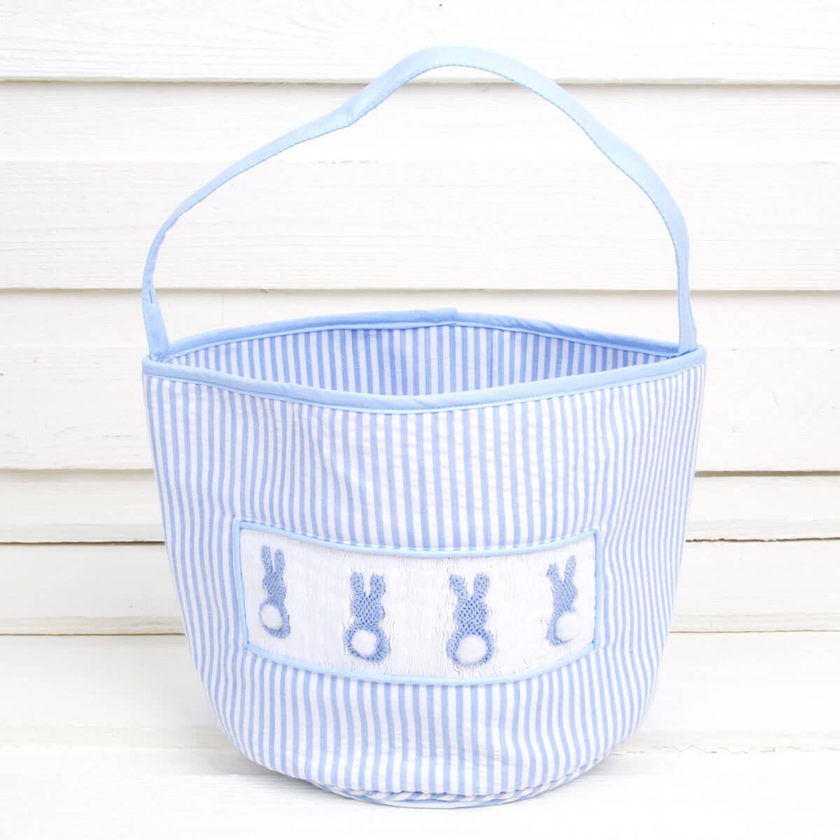 Blue Seersucker Stripe Easter Basket