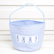 Blue Seersucker Stripe Easter Basket