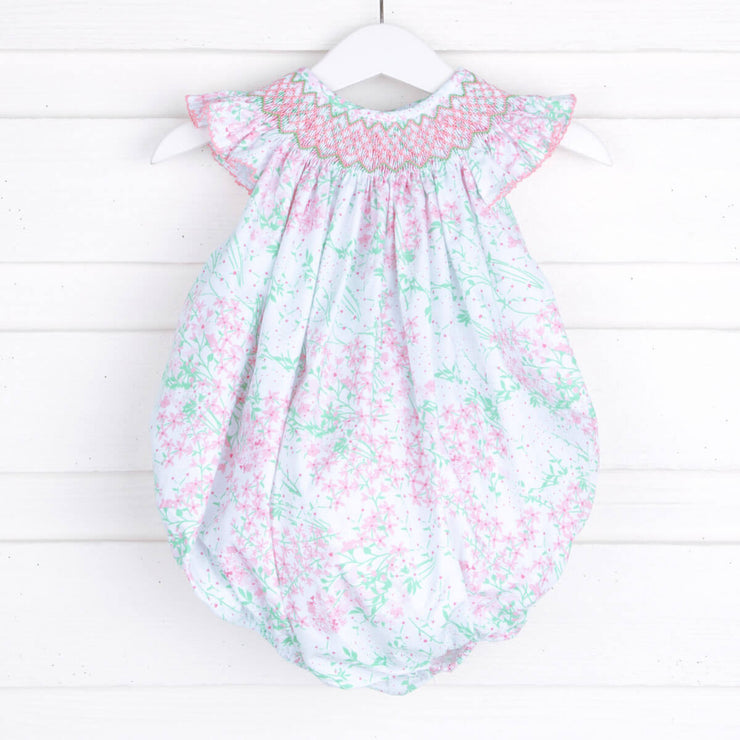 Geo Smocked Pink Meadow Floral Bubble