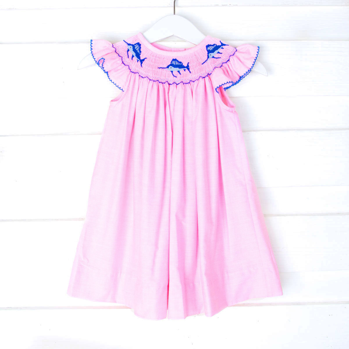Swordfish Smocked Pink Gingham Dress