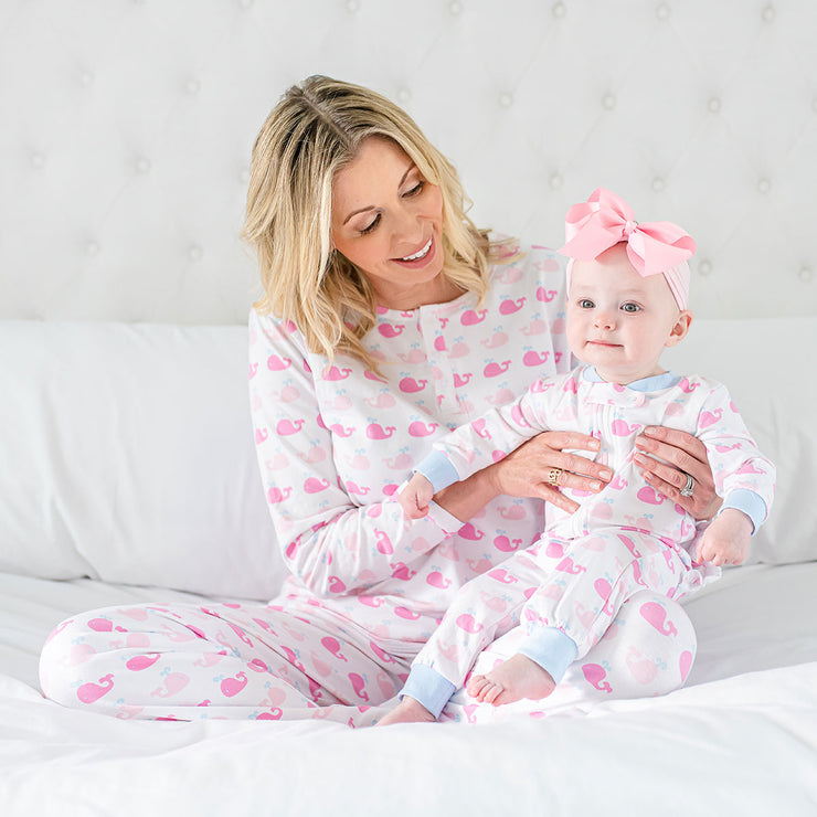 Pink Whale Print Mom Pajamas