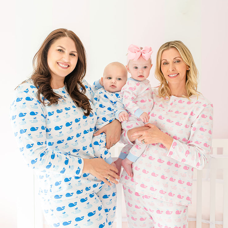 Blue Whale Print Mom Pajamas
