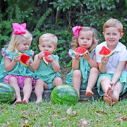 Pink Watermelon Smocked Bubble Green Check