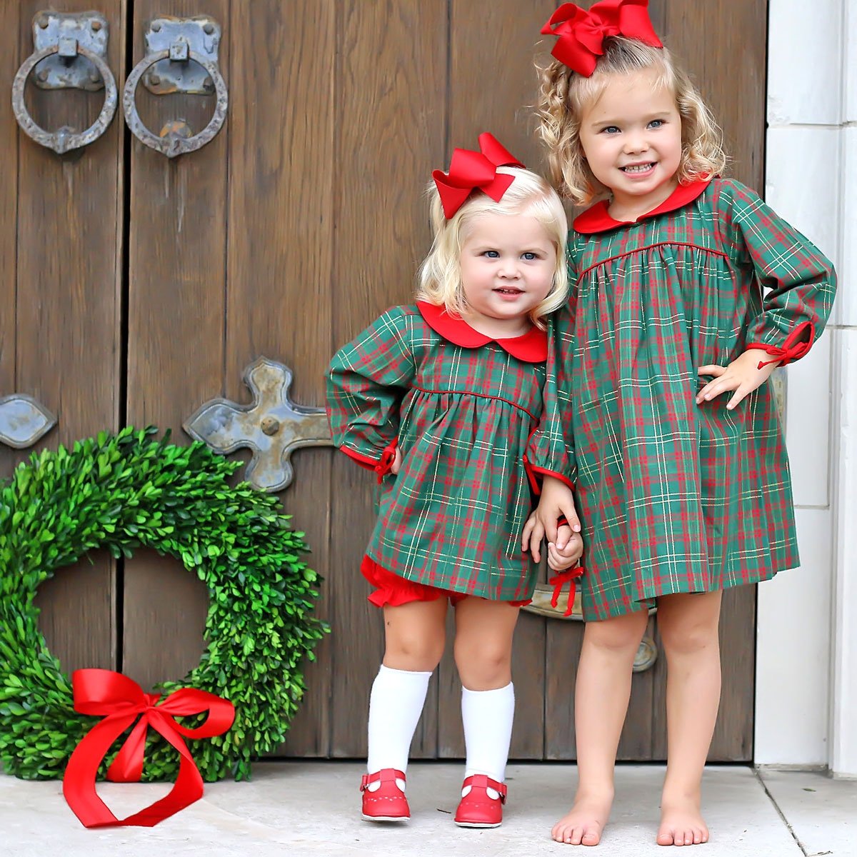 Christmas Green Plaid Lillian Bloomer Set