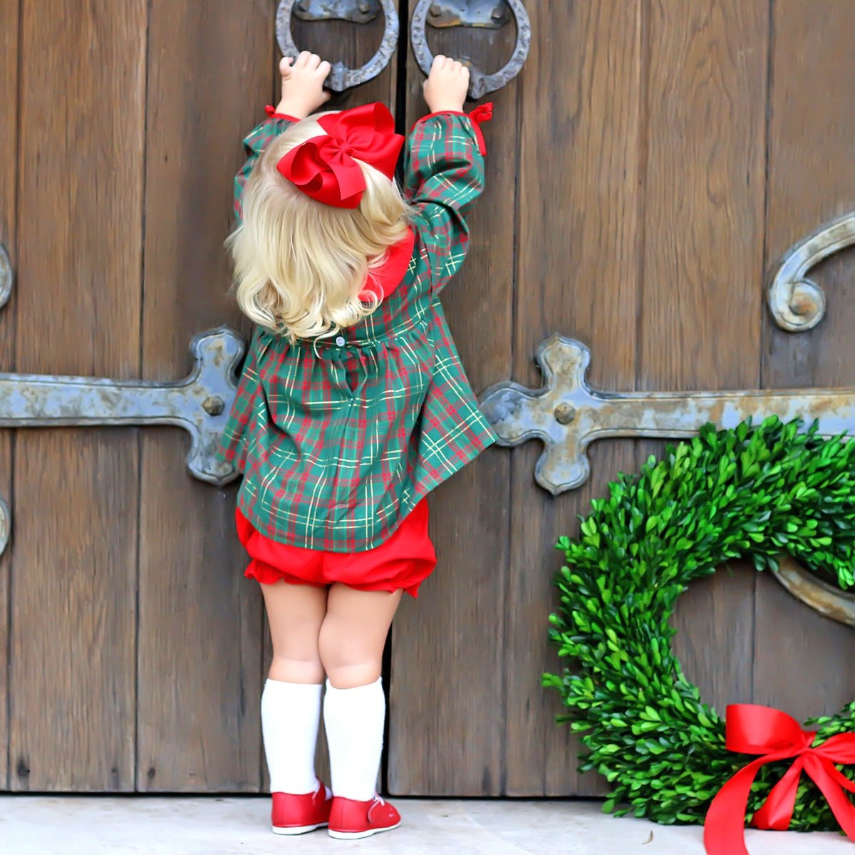 Christmas Green Plaid Lillian Bloomer Set