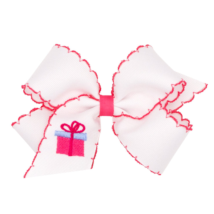 Wee Ones King Monogrammed Grosgrain Girls Hair Bow - Light Pink with Hot Pink Initial A
