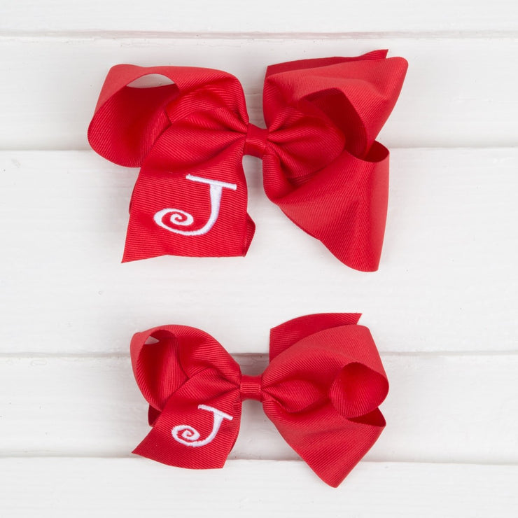 Red Monogram Initial Bow