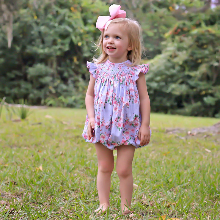 Geometric Smocked Bubble Lavender Blooms