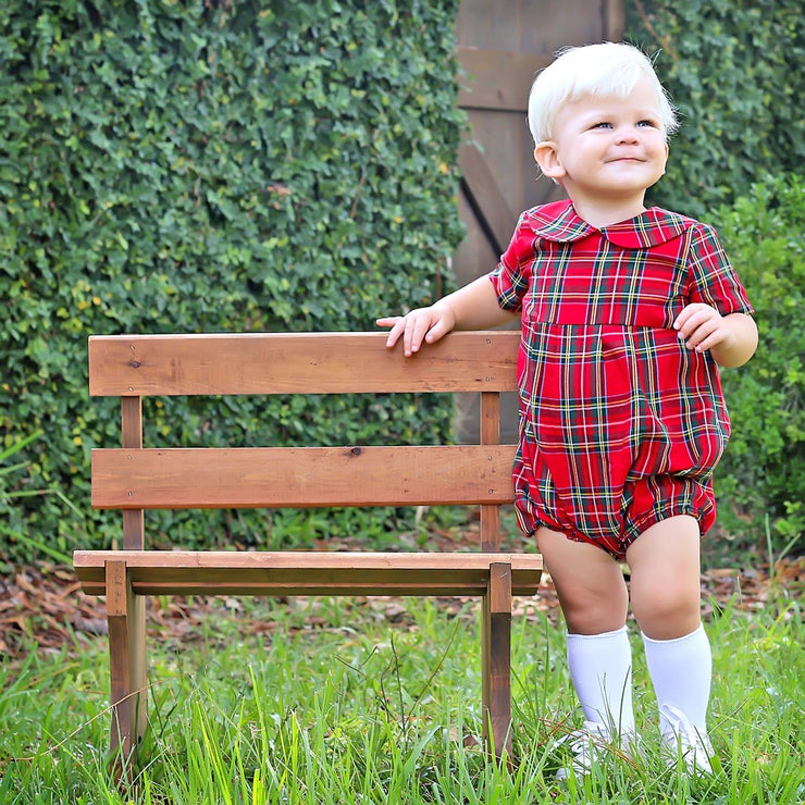 Holiday Plaid Collared Boy Bubble