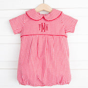 Red Gingham Collared Boy Bubble