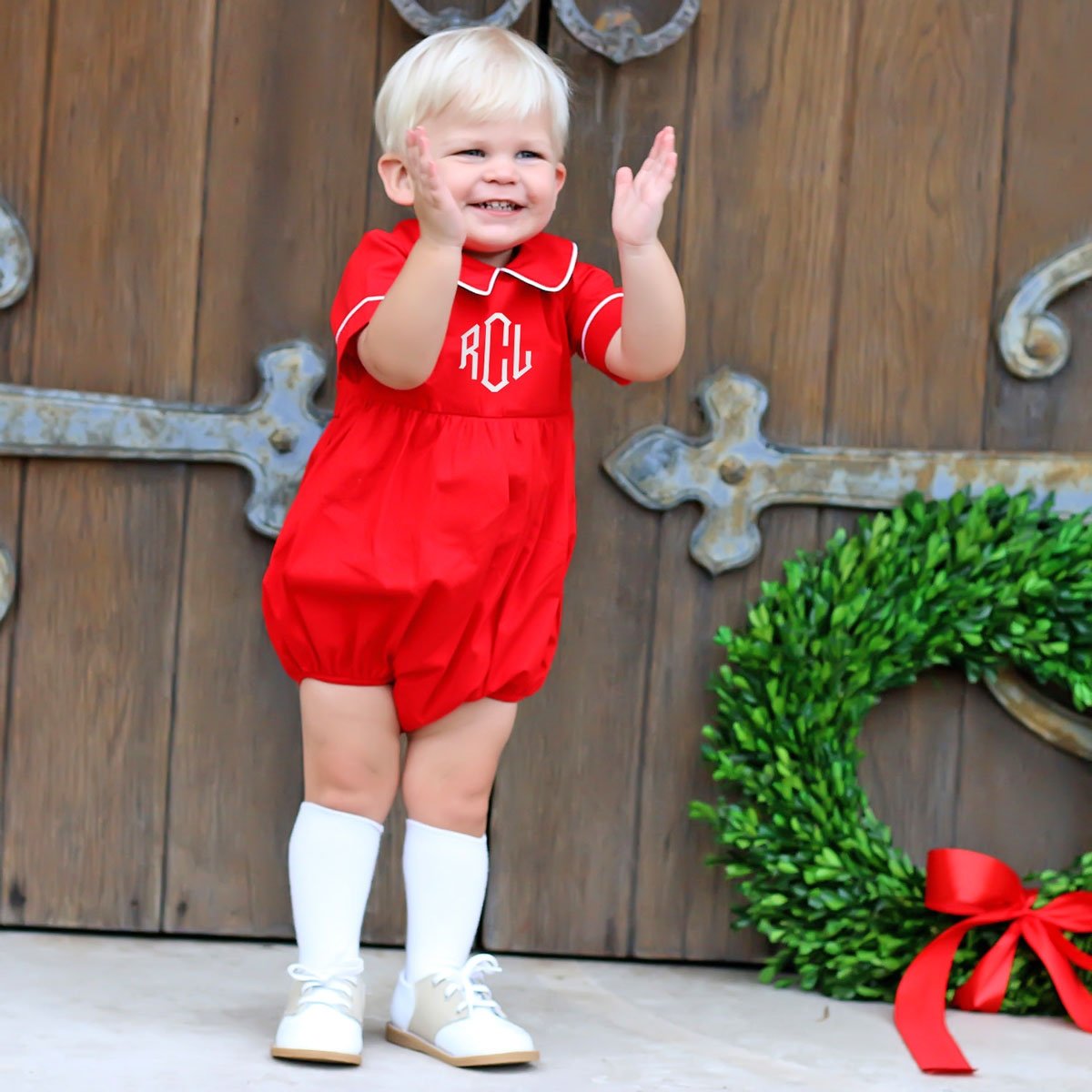 Solid Red Collared Boy Bubble