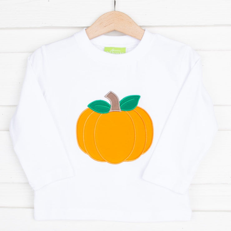 Pumpkin Applique White Long Sleeve Shirt