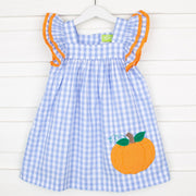 Pumpkin Poppy Dress Light Blue Gingham