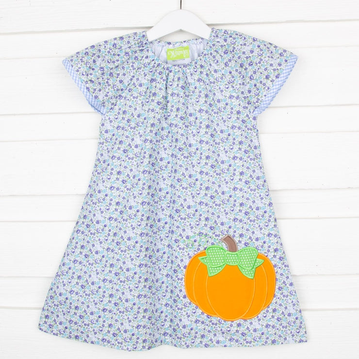 Pumpkin Flutter Sleeve Dress Blue Floral