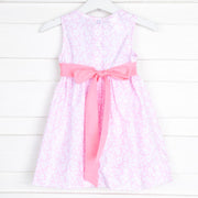 Pink Daisy Geometric Smocked Dress