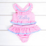 Pink and Blue Gingham Seersucker Two Piece