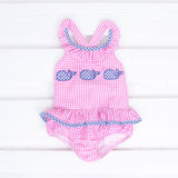Three Whale Pink Gingham One Piece