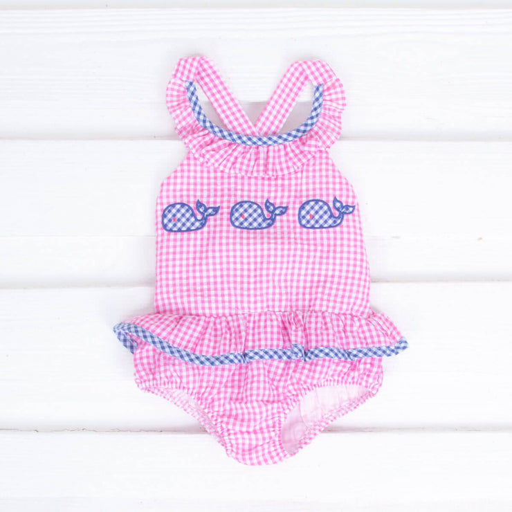 Three Whale Pink Gingham One Piece