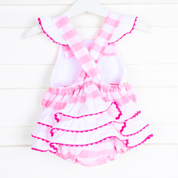 Ice Cream Smocked Pink Check Leah Bubble