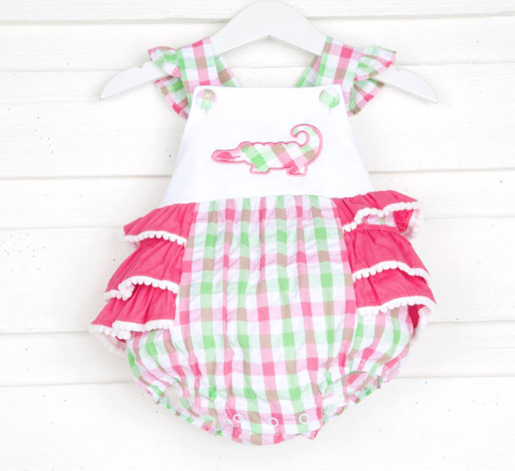 Alligator Pink and Green Plaid Leah Bubble