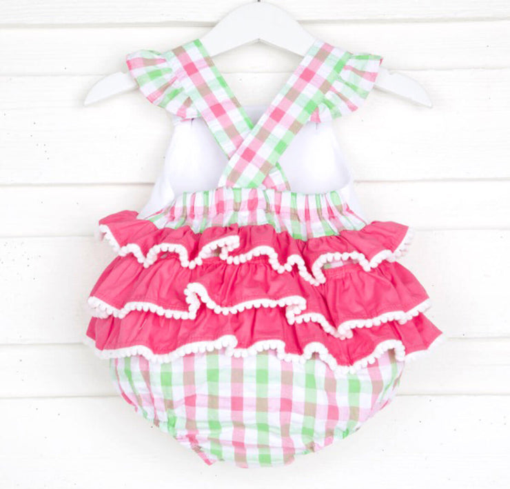 Alligator Pink and Green Plaid Leah Bubble