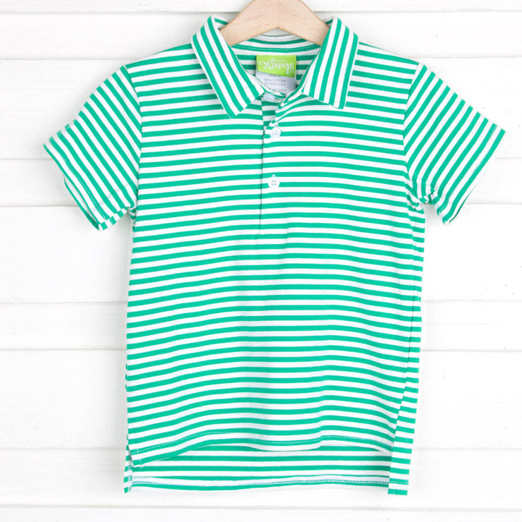 Green Stripe Knit Polo