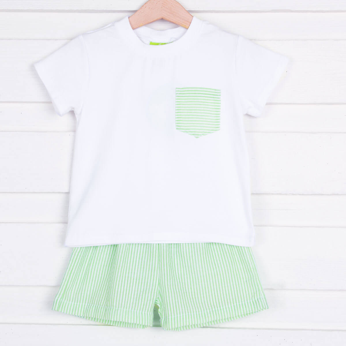 Green Stripe Pocket Short Set