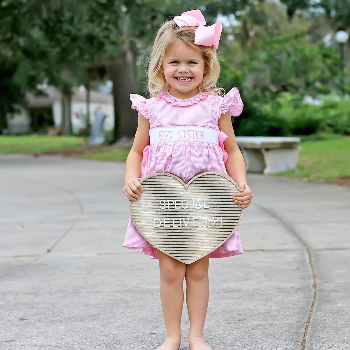 Big Sister Pink Ribbon Beverly Dress by Classic Whimsy - Girls Dresses