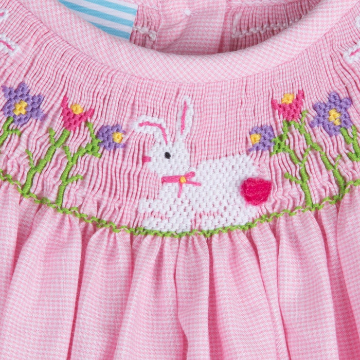 Bunny Garden Dress Light Pink Micro Gingham