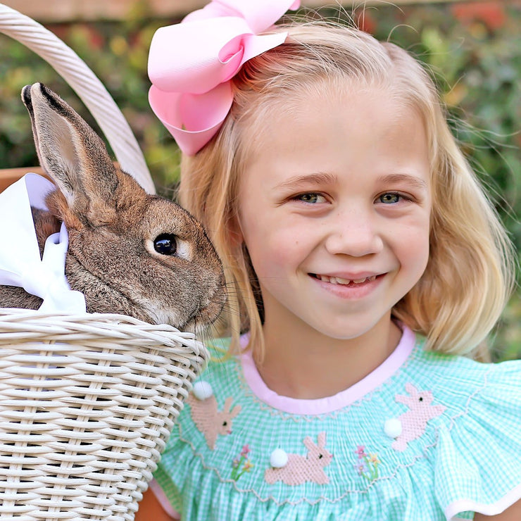Bunny Garden Smocked Dress Mint Seersucker