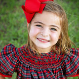 Christmas Eve Plaid Smocked Bishop Dress