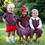 Christmas Eve Plaid Smocked Bishop Dress