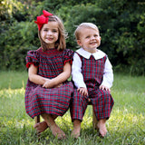 Christmas Eve Plaid Smocked Bishop Dress