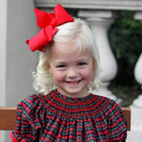 Christmas Eve Plaid Smocked Bishop Red and Green