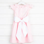 Cross Smocked Pink Ruffle Dress