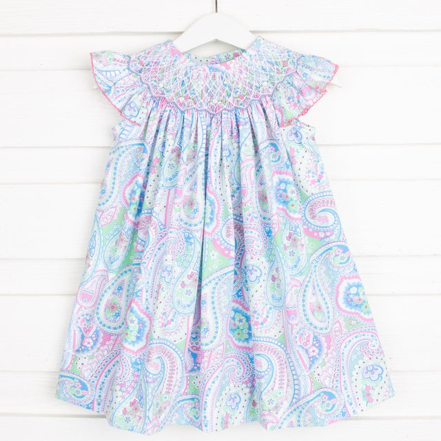 Geometric Smocked Spring Paisley Dress 