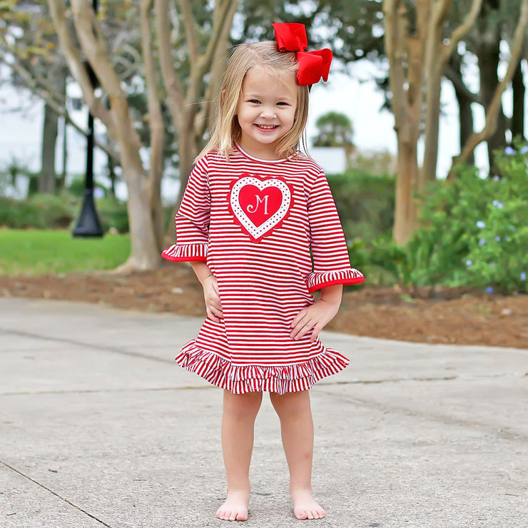 Heart Knit Dress Red Stripe