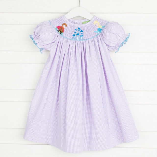 Ice Princess Smocked Bishop Lavender Gingham
