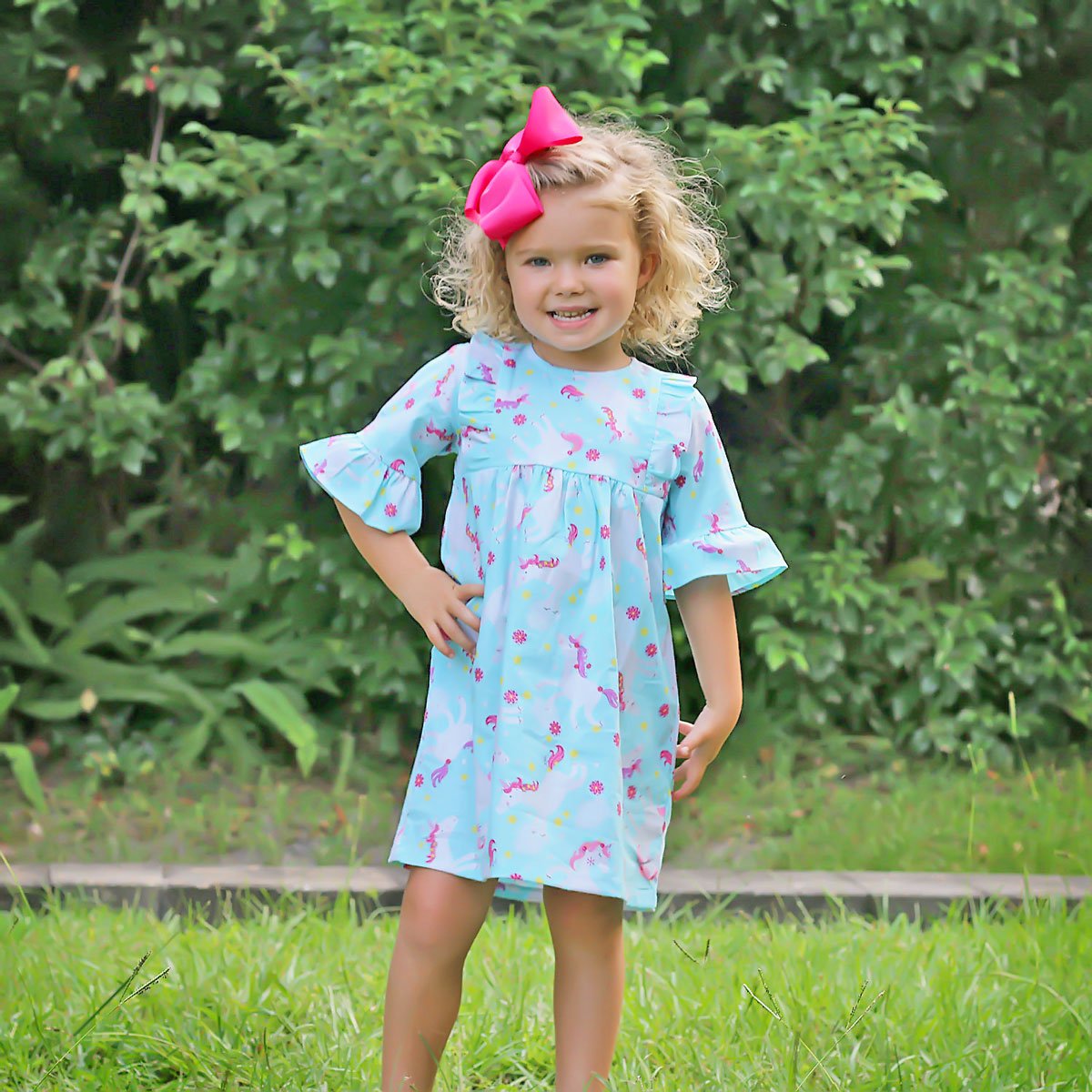 Magical Unicorn Olivia Dress Aqua – Classic Whimsy