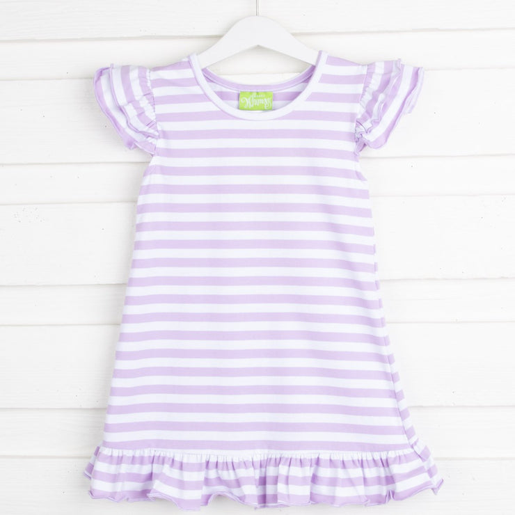 Purple Stripe Knit Ruffle Dress