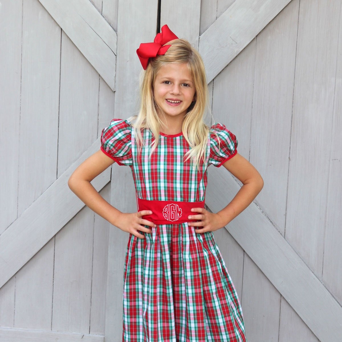 Red & Green Plaid Sash Dress Classic Whimsy Red & Green Plaid Sash Dress Classic Whimsy