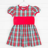 Red & Green Plaid Sash Dress