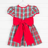 Red & Green Plaid Sash Dress